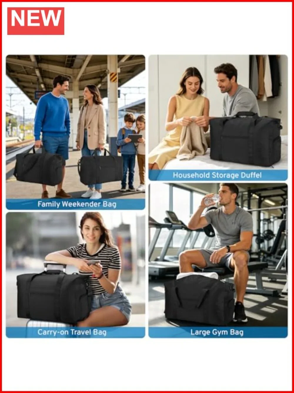 45L Waterproof Travel Duffel with Shoe Compartment, Airline Approved Carry On